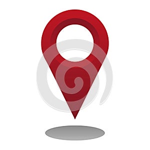 Flat icon with red pin. Mark location. Vector illustration. Stock picture.
