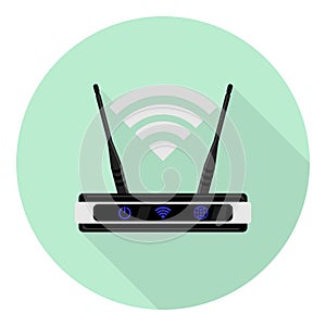 Flat icon router with wi fi symbol over it