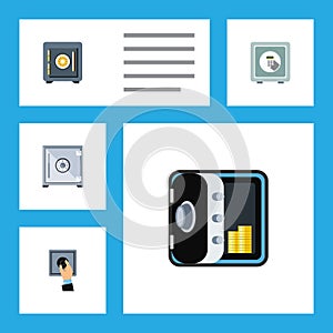 Flat Icon Safe Set Of Saving, Safe, Banking And Other Vector Objects. Also Includes Protection, Locked, Closed Elements.