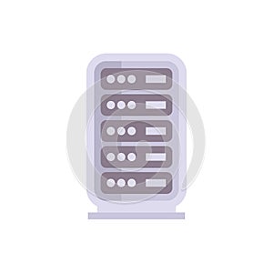 Server rack storing data in data center flat icon