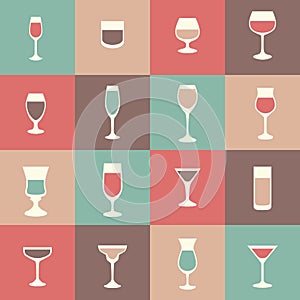 Flat icon set drink, cocktail,