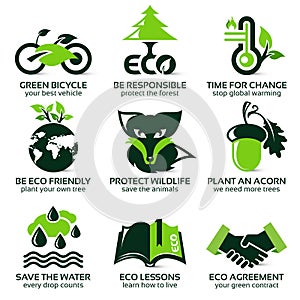 Flat icon set for eco friendly environment