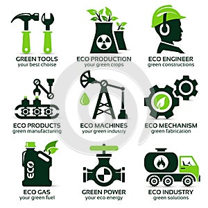 Flat icon set for green eco production