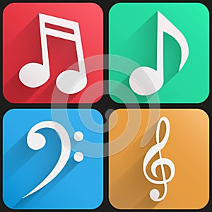 Flat icon set music for Web and Application.