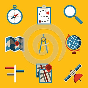 Flat icon set. Navigation