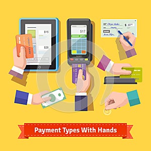 Flat icon set of payment types