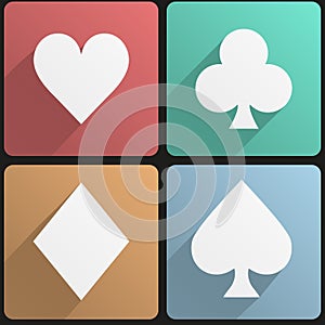 Flat icon set playing cards suit