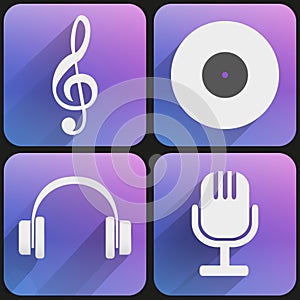 Flat icon set sound music for Web and Application.