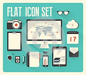 Flat icon set for Web and Mobile Application with