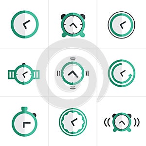 Flat icon Time Clock Icons Set, Vector Design