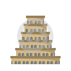 Flat icon of the tower of Babel.