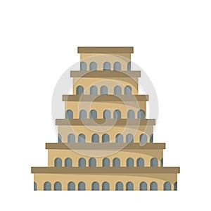 Flat icon of the tower of Babel. photo