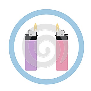 a flat icon of two lighters on white