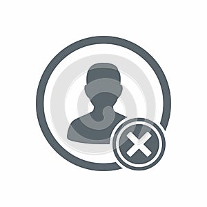 Flat icon of user icon with a cross symbol