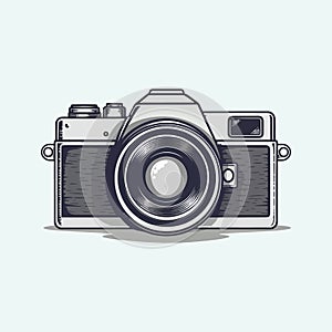flat icon vintage camera on white background.