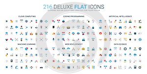 Flat Icons for AI Cloud Coding Data Science