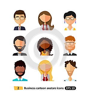 Flat icons avatars users office business people set