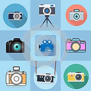 Flat icons for camera and shadow,vector illustrations