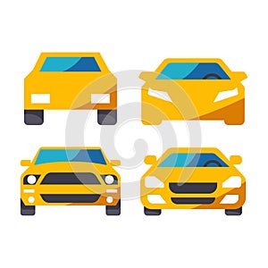 Flat icons for Car,transportation,yellow color,vector illustrations