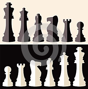 Flat icons of chess pieces, vector