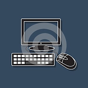 Flat icons for computer set,keyboard,mouse,vector illustrations