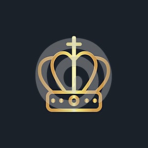 Flat icons for Crown,Gold color,vector illustrations