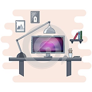 Flat icons design for modern home office concept.