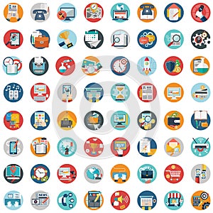 Flat icons design modern vector illustration big set of various financial service items, web and technology development, business