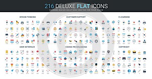 Flat Icons for Design Support E-Learning UI