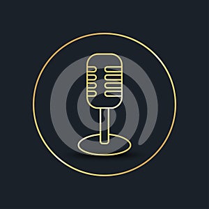 Flat icons for Microphone,Gold color,vector illustrations