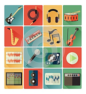 Flat icons music set