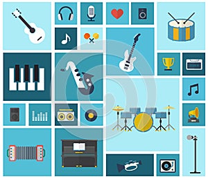 Un appartamento icone musica impostato 