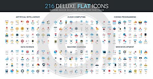 Flat Icons Set for AI and Tech Fields