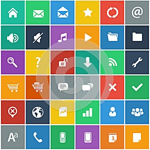Flat icons set - basic internet & mobile icons set