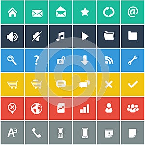 Flat icons set - basic internet & mobile icons set