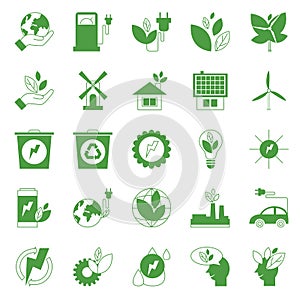 Flat icons set. Icons for renewable energy, green technology, ecology care_4