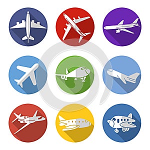 Flat icons set,transportation,Airplane, vector illustrations