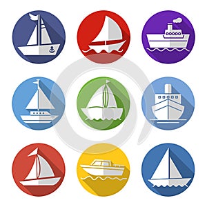 Flat icons set,transportation,Boat,vector illustrations