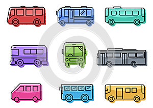 Flat icons set,transportation,Bus,vector illustrations