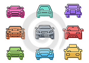 Flat icons set,transportation,Car front,vector illustrations