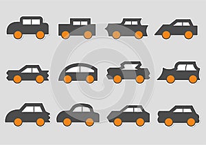 Flat icons set,transportation,Car side view,sticker,vector illustrations