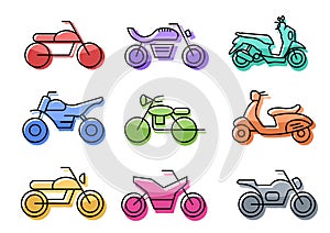 Flat icons set,transportation,Motorcycle,vector illustrations