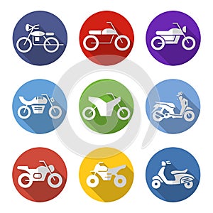 Flat icons set,transportation,Motorcycle, vector illustrations