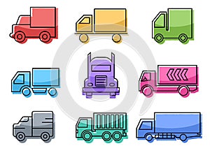 Flat icons set,transportation,Truck,vector illustrations