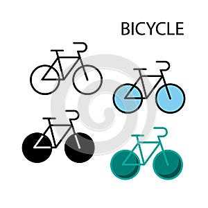 Flat icons,solid icons,thin line icons for bicycle,vector illustrations
