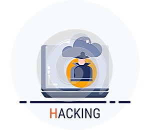 Flat Icons Style. Hacker Cyber crime attack Hacking for web design