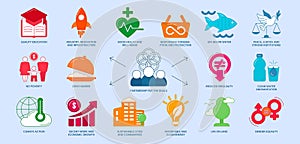Flat icons of sustainable development goals