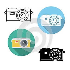 Flat icons,thin line icons,solid icons for camera ,vector illustrations