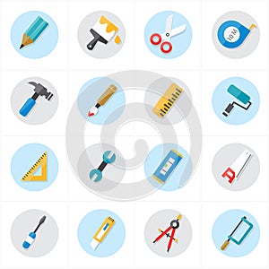 Flat Icons For Tools Related Icons Vector Illustration