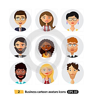 Flat icons users avatars office business people set photo